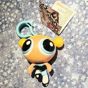 NWT Vintage 2000 WB Powerpuff Girls- Bubbles 3" clip on flip open head keychain